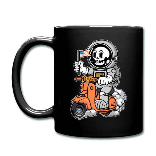 Astronaut Riding Scooter - Full Color Mug - black