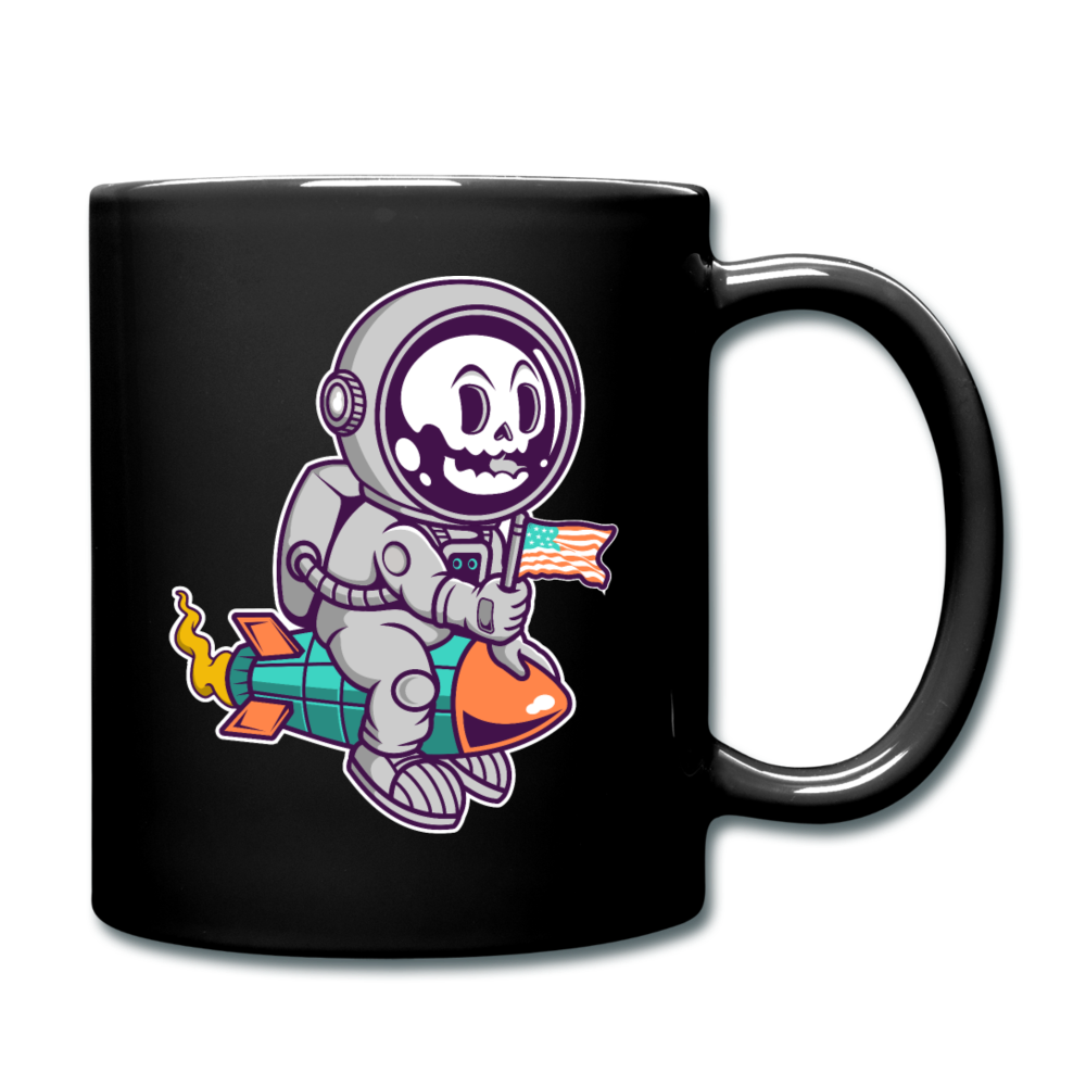 Astronaut Riding Rocket - Full Color Mug - black