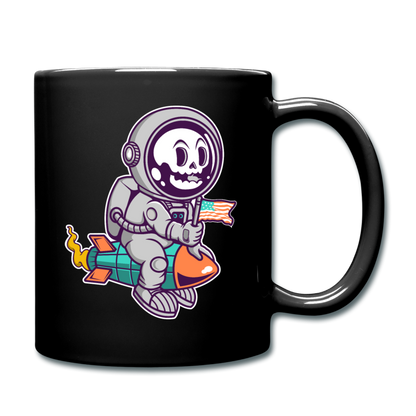 Astronaut Riding Rocket - Full Color Mug - black