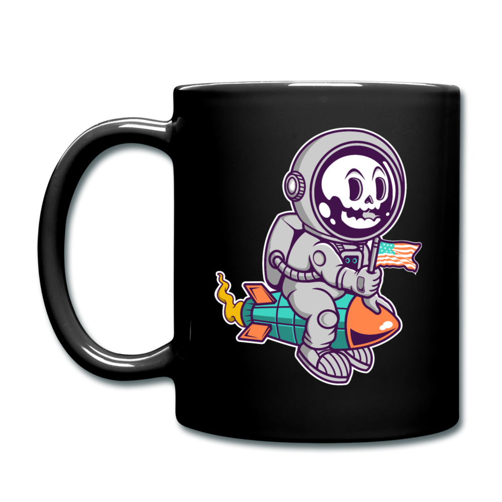 Astronaut Riding Rocket - Full Color Mug - black