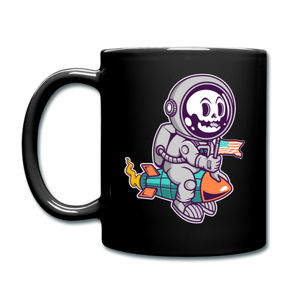 Astronaut Riding Rocket - Full Color Mug - black