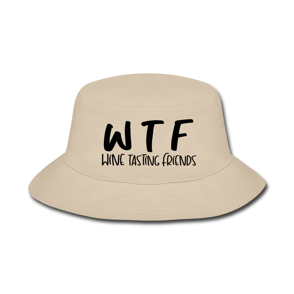 WTF - Wine Tasting Friends - Black - Bucket Hat - cream