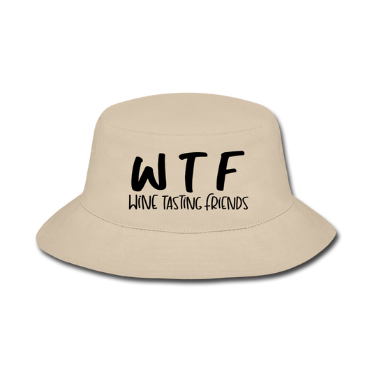 WTF - Wine Tasting Friends - Black - Bucket Hat - cream