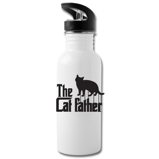 The Cat Father - Black - Water Bottle - white