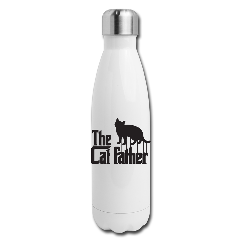 The Cat Father - Black - Insulated Stainless Steel Water Bottle - white