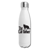 The Cat Father - Black - Insulated Stainless Steel Water Bottle - white