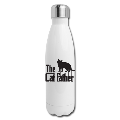 The Cat Father - Black - Insulated Stainless Steel Water Bottle - white