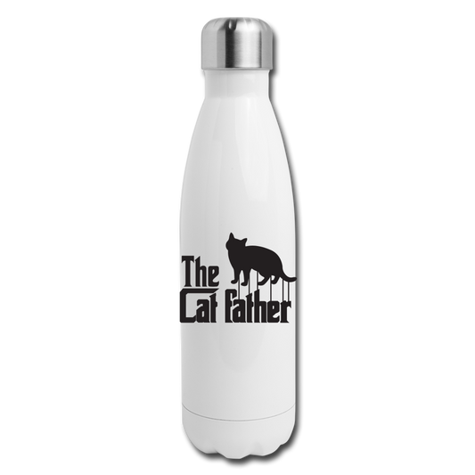 The Cat Father - Black - Insulated Stainless Steel Water Bottle - white