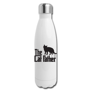 The Cat Father - Black - Insulated Stainless Steel Water Bottle - white