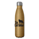 The Cat Father - Black - Insulated Stainless Steel Water Bottle - gold glitter