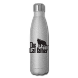 The Cat Father - Black - Insulated Stainless Steel Water Bottle - silver glitter