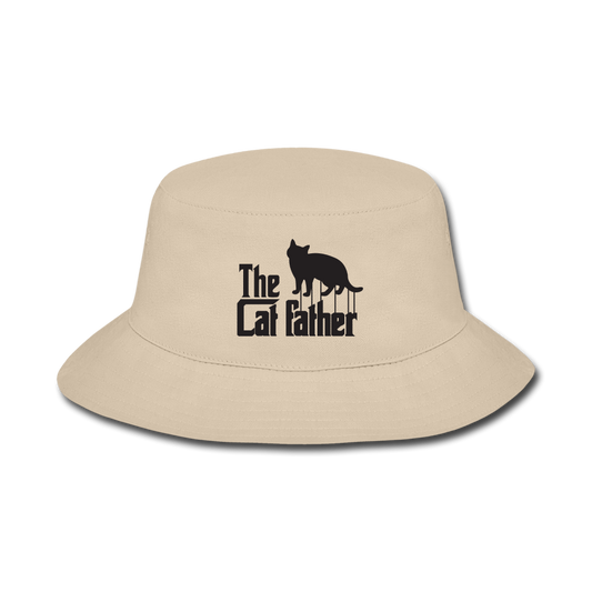 The Cat Father - Black - Bucket Hat - cream