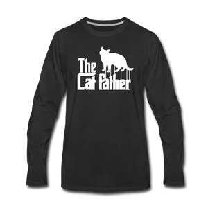 The Cat Father - White - Men's Premium Long Sleeve T-Shirt - black