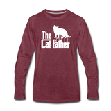 The Cat Father - White - Men's Premium Long Sleeve T-Shirt - heather burgundy