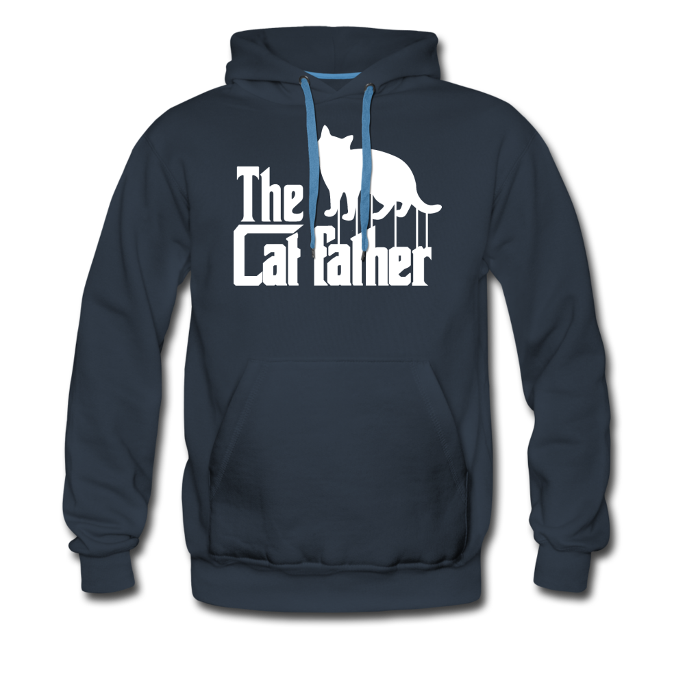 The Cat Father - White - Men’s Premium Hoodie - navy