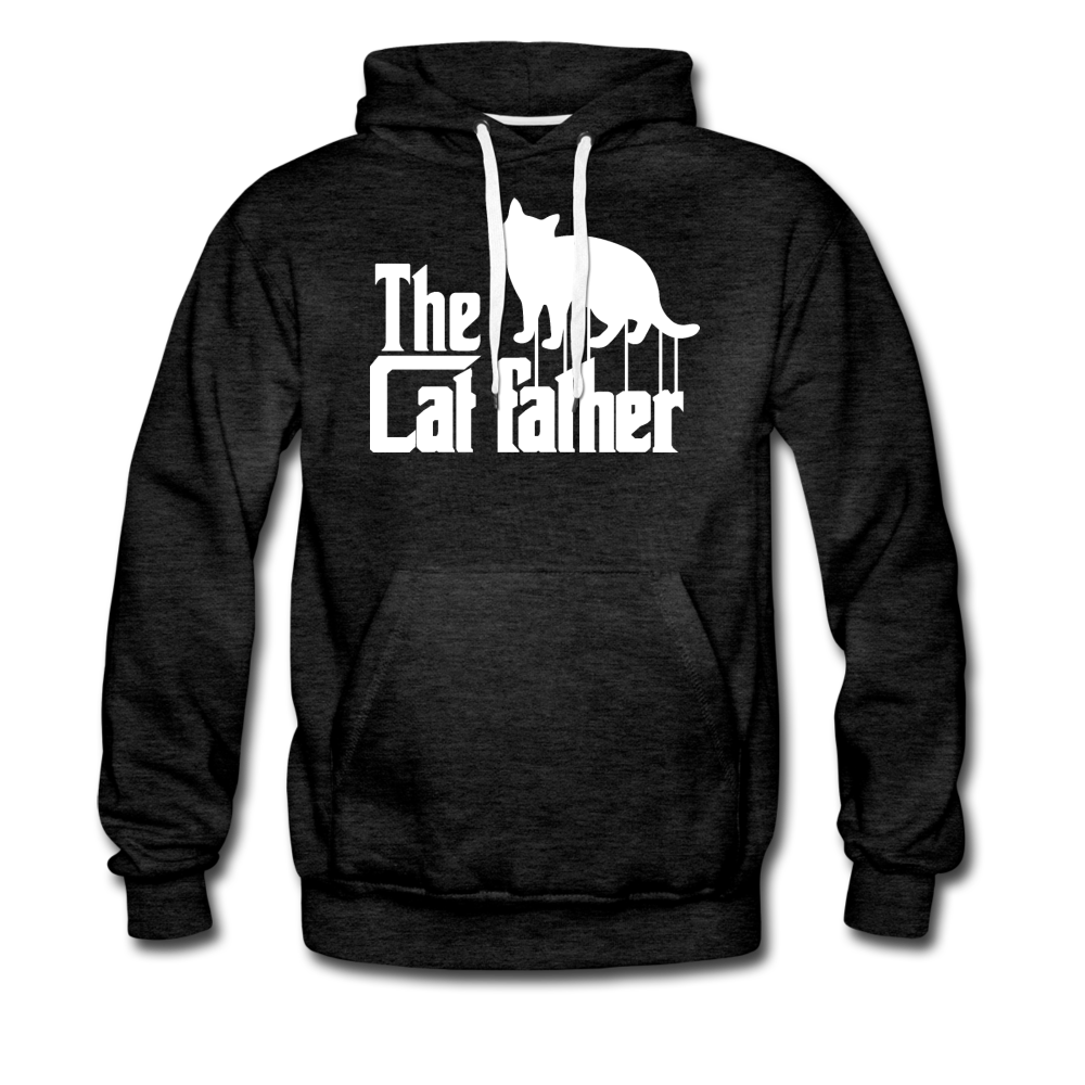 The Cat Father - White - Men’s Premium Hoodie - charcoal gray