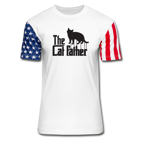 The Cat Father - Black - Stars & Stripes T-Shirt - white