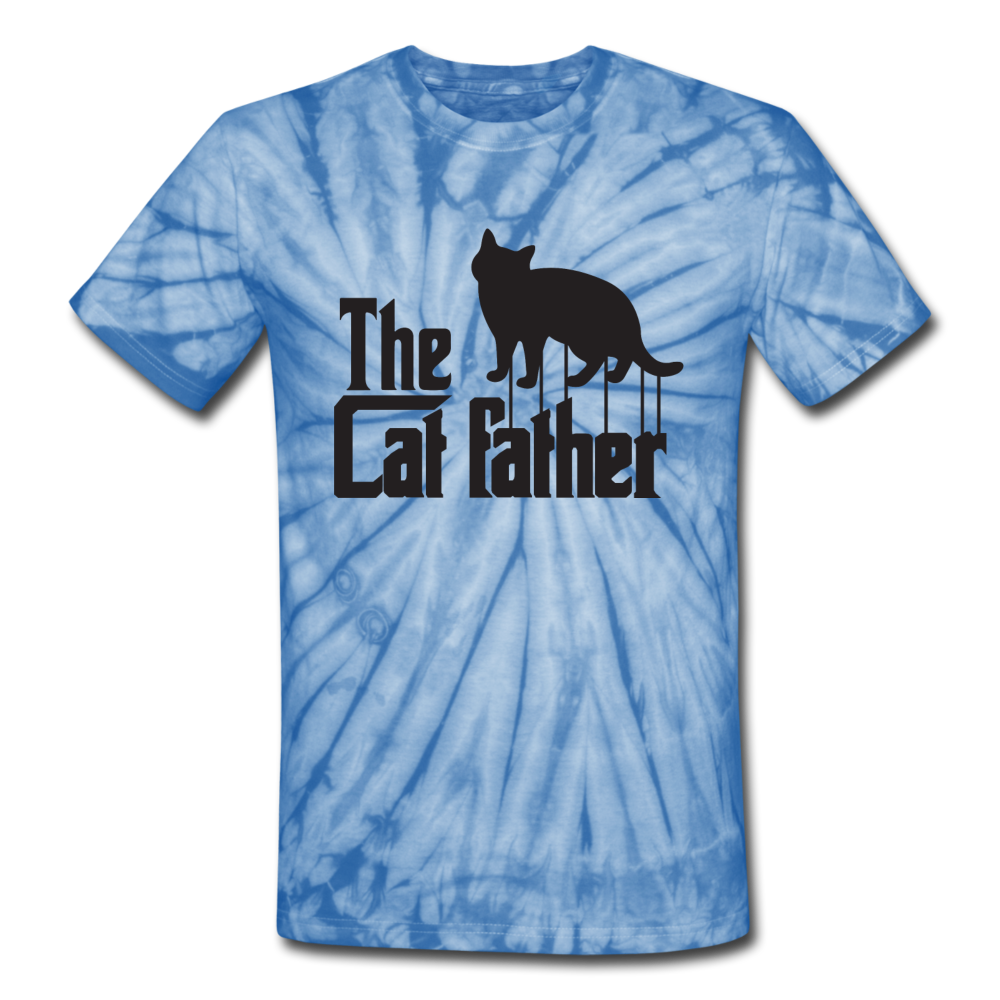 The Cat Father - Black - Unisex Tie Dye T-Shirt - spider baby blue