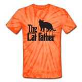 The Cat Father - Black - Unisex Tie Dye T-Shirt - spider orange