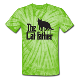 The Cat Father - Black - Unisex Tie Dye T-Shirt - spider lime green