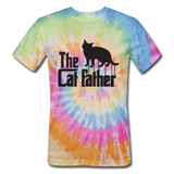 The Cat Father - Black - Unisex Tie Dye T-Shirt - rainbow