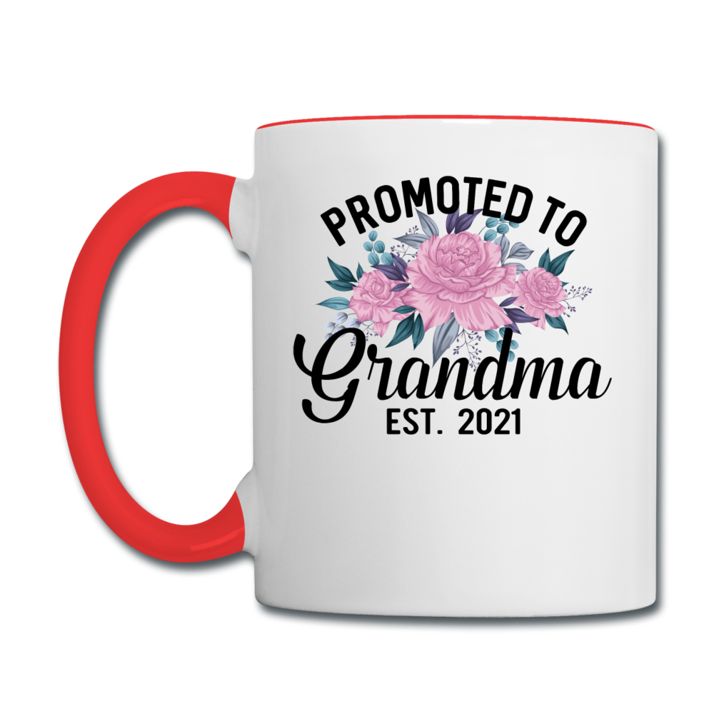 Promoted To Grandma - 2021 - Contrast Coffee Mug - white/red