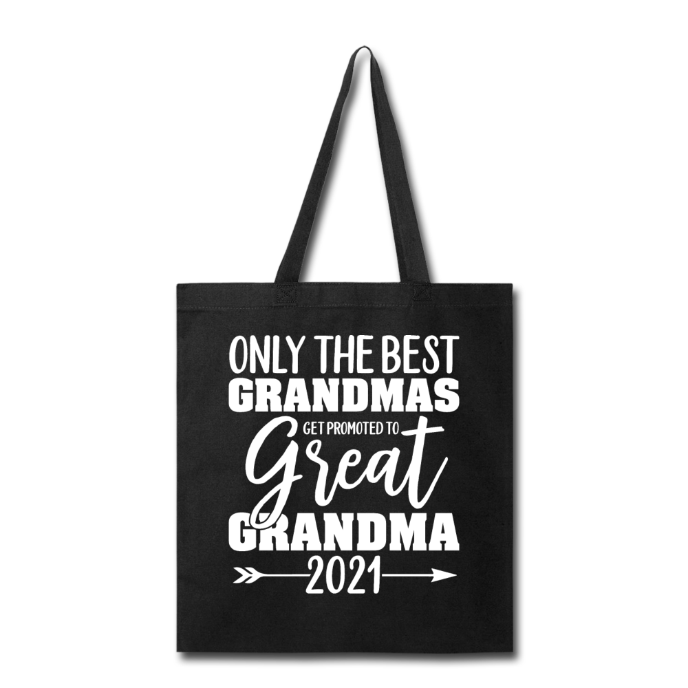 Promoted To Great Grandma - 2021 - White - Tote Bag - black