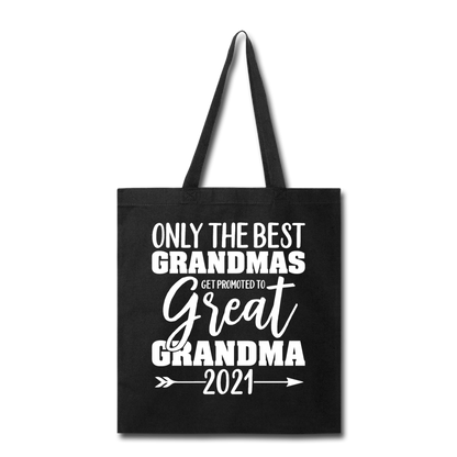 Promoted To Great Grandma - 2021 - White - Tote Bag - black