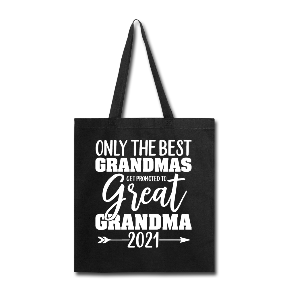 Promoted To Great Grandma - 2021 - White - Tote Bag - black