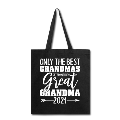 Promoted To Great Grandma - 2021 - White - Tote Bag - black