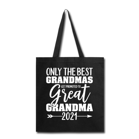 Promoted To Great Grandma - 2021 - White - Tote Bag - black