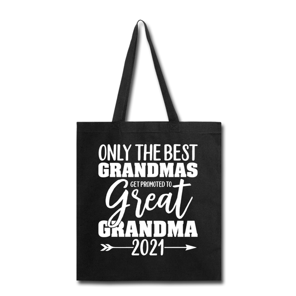Promoted To Great Grandma - 2021 - White - Tote Bag - black