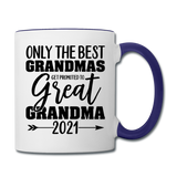 Promoted To Great Grandma - 2021 - Black - Contrast Coffee Mug - white/cobalt blue