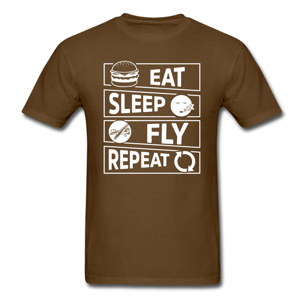 Eat Sleep Fly Repeat v2 - White - Unisex Classic T-Shirt - brown