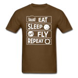 Eat Sleep Fly Repeat v2 - White - Unisex Classic T-Shirt - brown