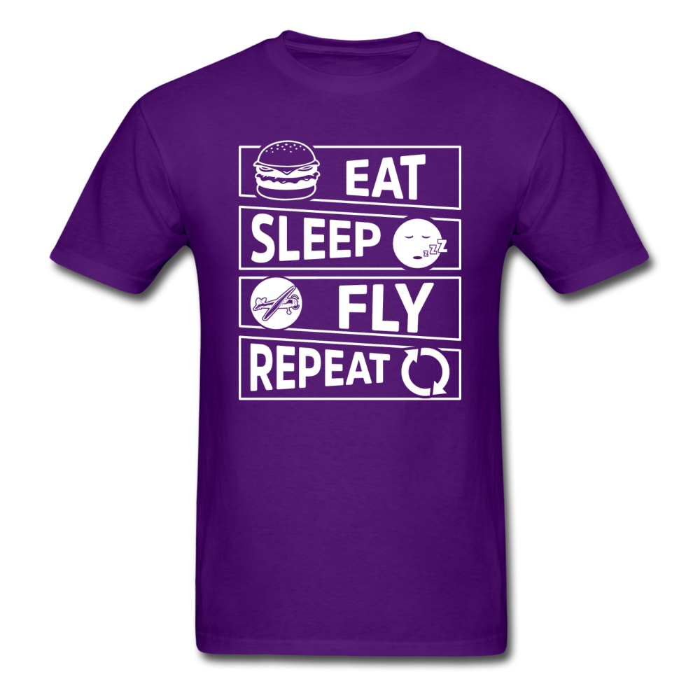 Eat Sleep Fly Repeat v2 - White - Unisex Classic T-Shirt - purple