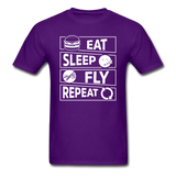 Eat Sleep Fly Repeat v2 - White - Unisex Classic T-Shirt - purple