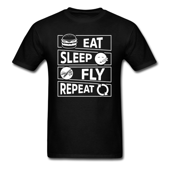 Eat Sleep Fly Repeat v2 - White - Unisex Classic T-Shirt - black