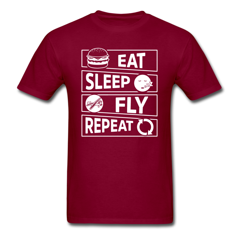 Eat Sleep Fly Repeat v2 - White - Unisex Classic T-Shirt - burgundy