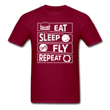 Eat Sleep Fly Repeat v2 - White - Unisex Classic T-Shirt - burgundy