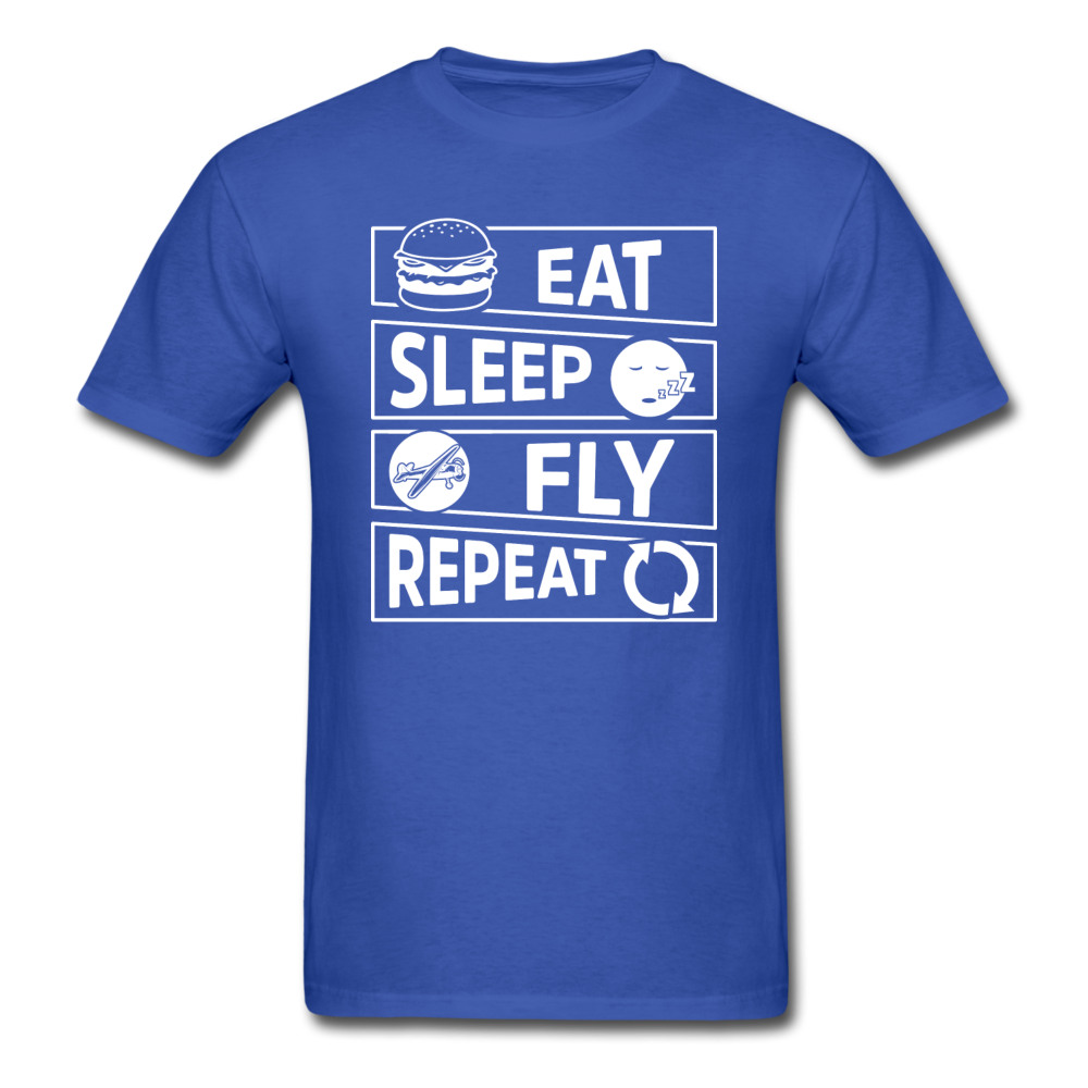 Eat Sleep Fly Repeat v2 - White - Unisex Classic T-Shirt - royal blue