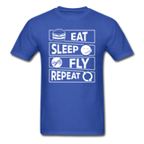 Eat Sleep Fly Repeat v2 - White - Unisex Classic T-Shirt - royal blue