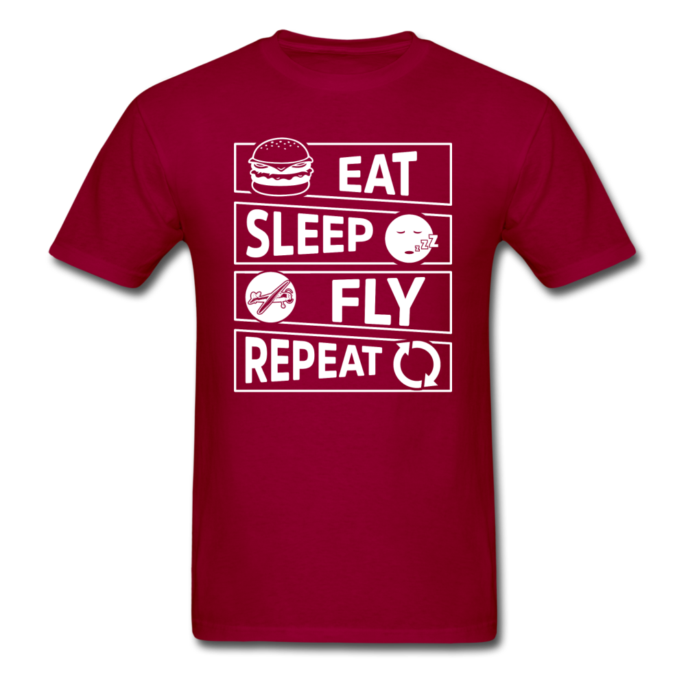 Eat Sleep Fly Repeat v2 - White - Unisex Classic T-Shirt - dark red