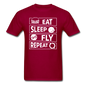 Eat Sleep Fly Repeat v2 - White - Unisex Classic T-Shirt - dark red