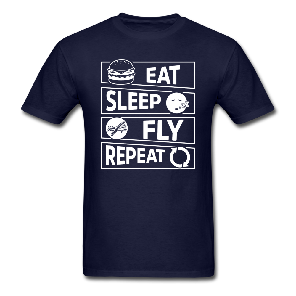 Eat Sleep Fly Repeat v2 - White - Unisex Classic T-Shirt - navy