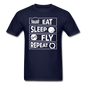 Eat Sleep Fly Repeat v2 - White - Unisex Classic T-Shirt - navy