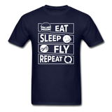 Eat Sleep Fly Repeat v2 - White - Unisex Classic T-Shirt - navy