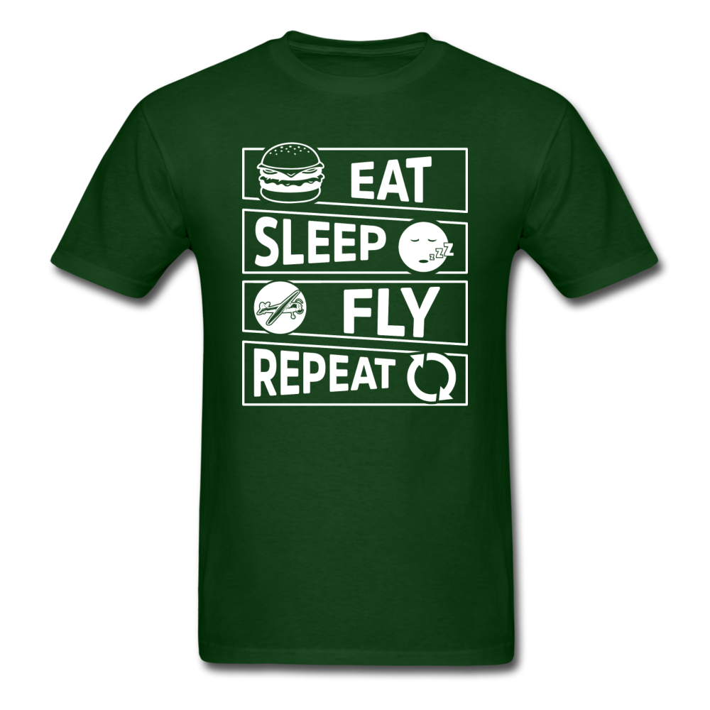 Eat Sleep Fly Repeat v2 - White - Unisex Classic T-Shirt - forest green