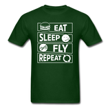 Eat Sleep Fly Repeat v2 - White - Unisex Classic T-Shirt - forest green