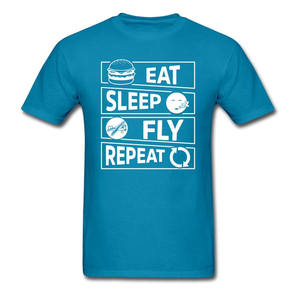 Eat Sleep Fly Repeat v2 - White - Unisex Classic T-Shirt - turquoise